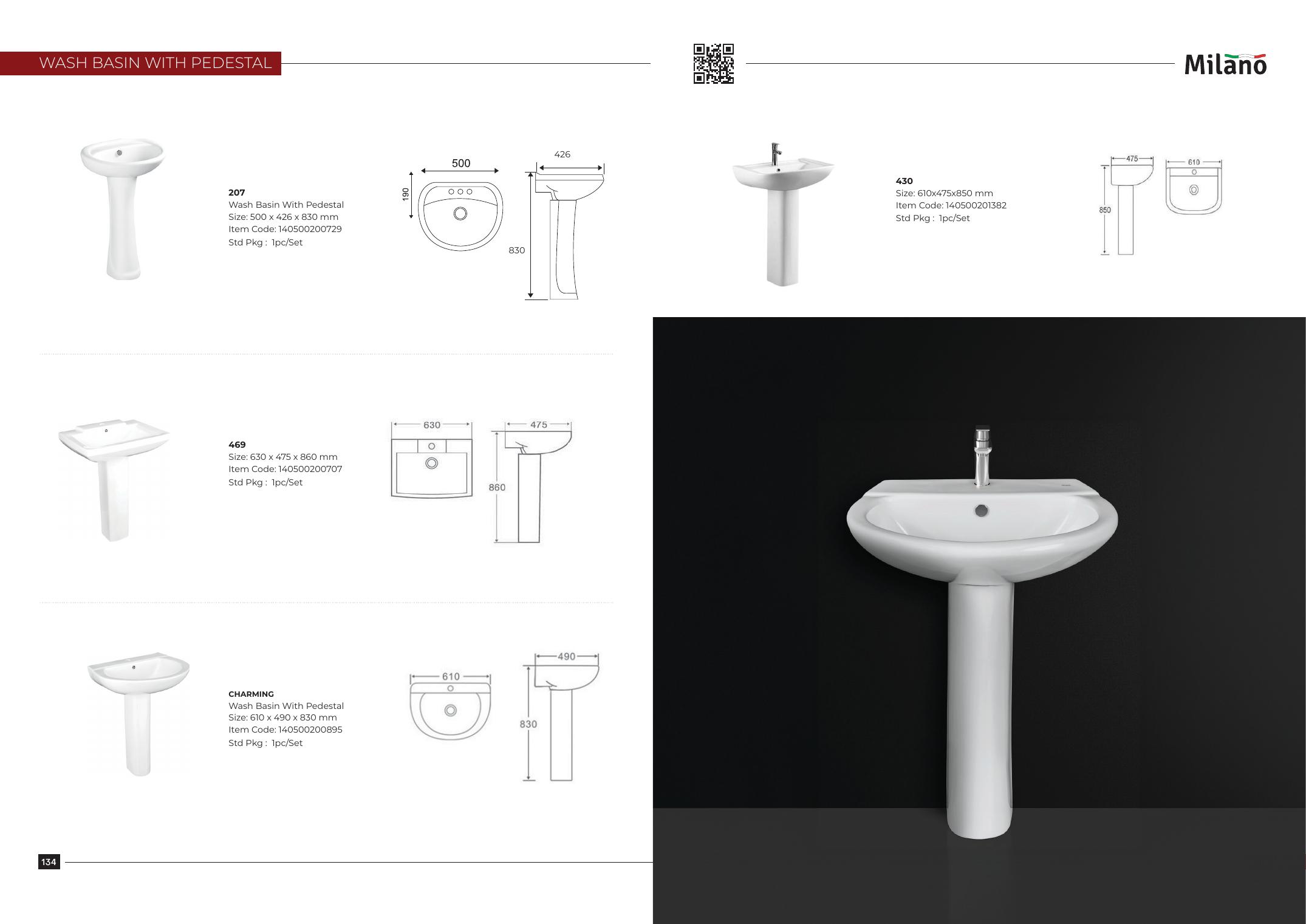 Wash Basin with Pedestal