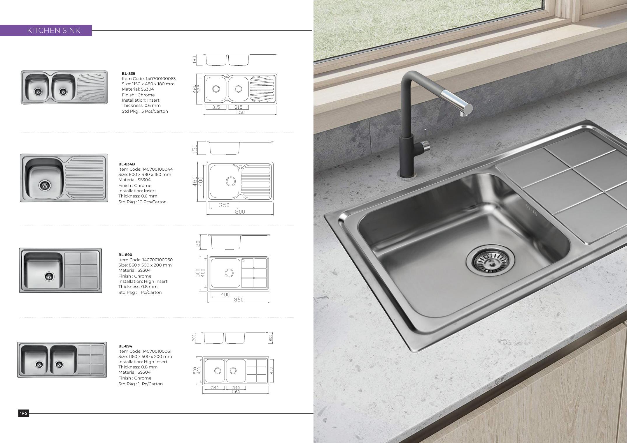 Single-Bowl Stainless Steel Sink